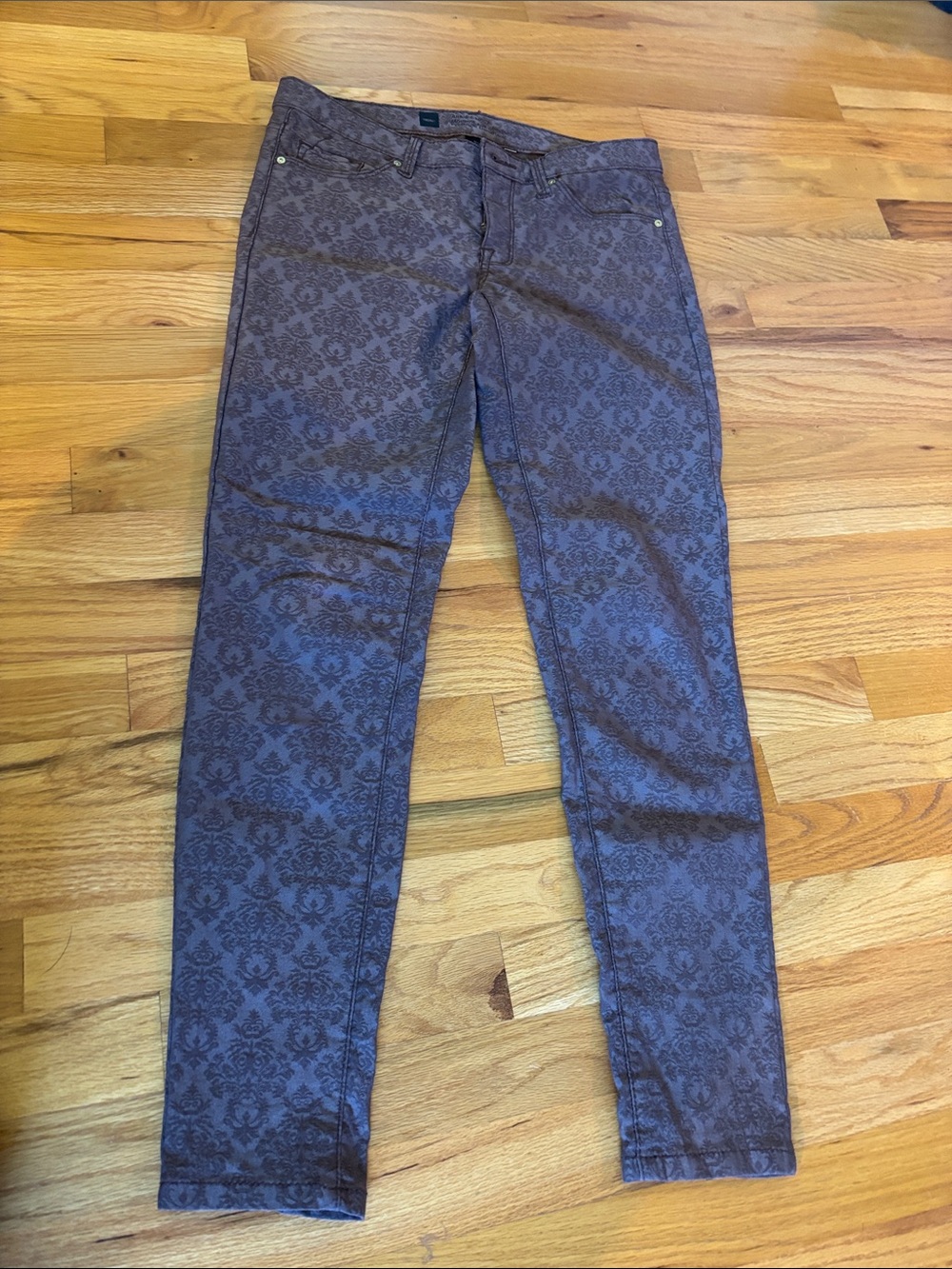 Target Purple Skinny Jeans with Damask Print
